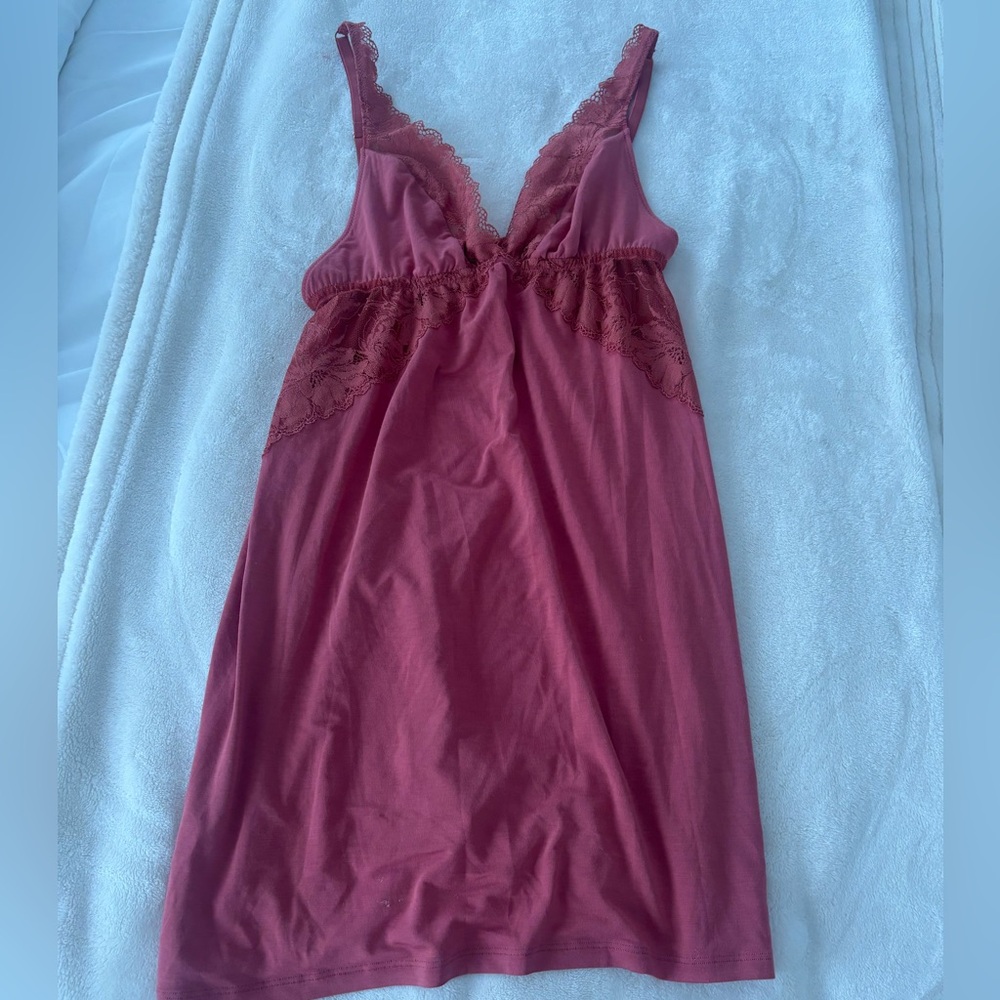 eberjey pink lace trim slip dress